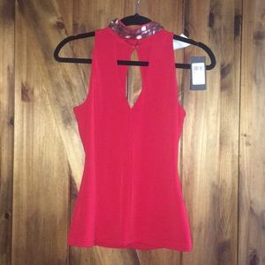 Size small mock neck deep v top